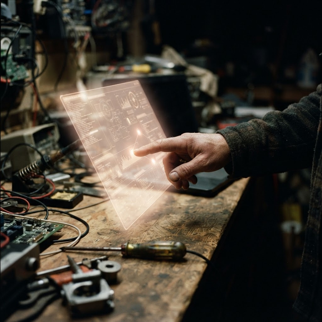 Illustration of Cinematic close-up of a human hand interacting with a glowing, translucent spatial interface, hyper-realistic, soft blue light refracting through the fingers, depth of field highlighting the interaction zone, tech-noir aesthetic, 8k resolution, shot on 35mm lens. - Haptic Zones Technology