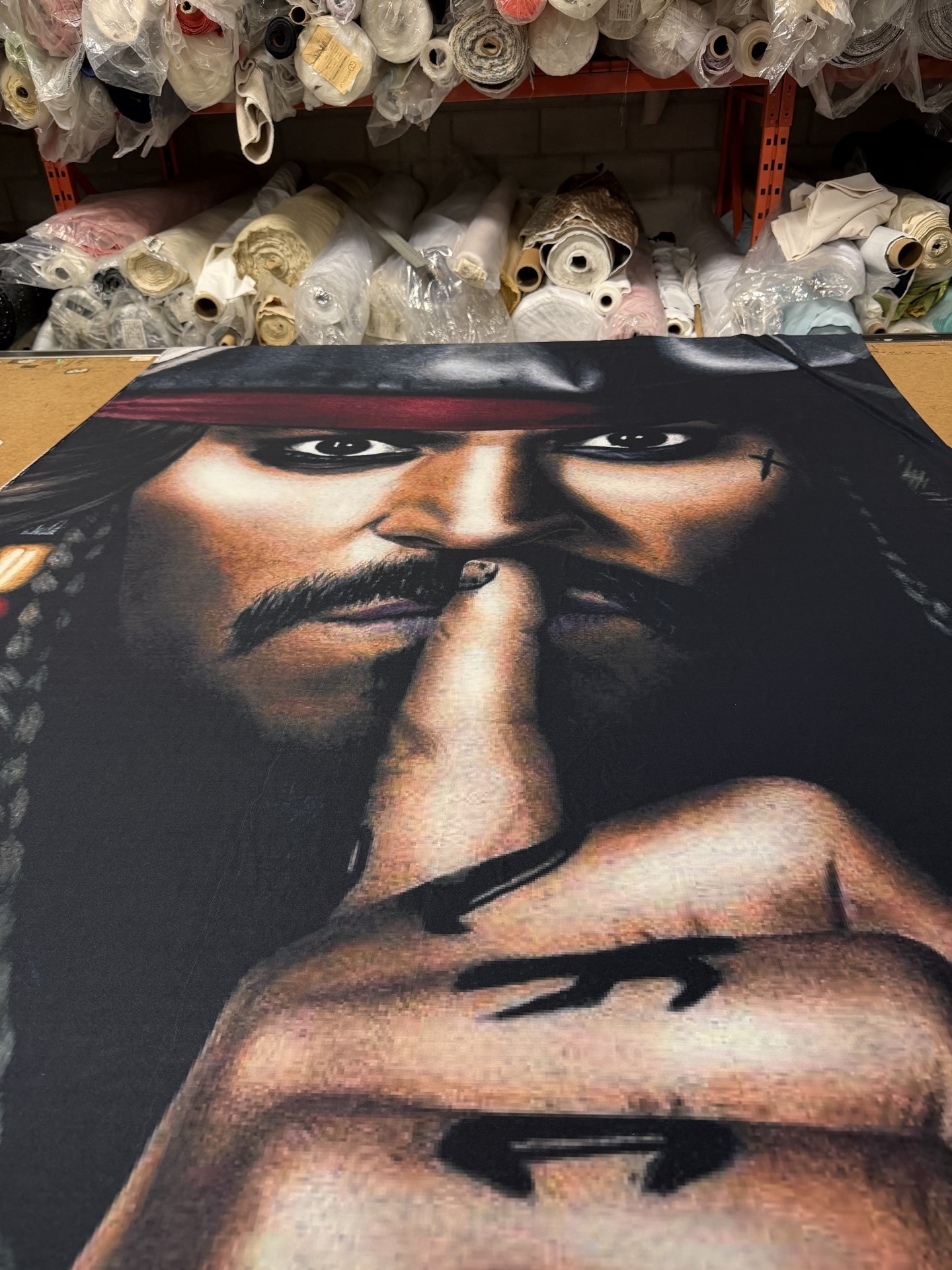 Portrait printed on fabric for a movie production