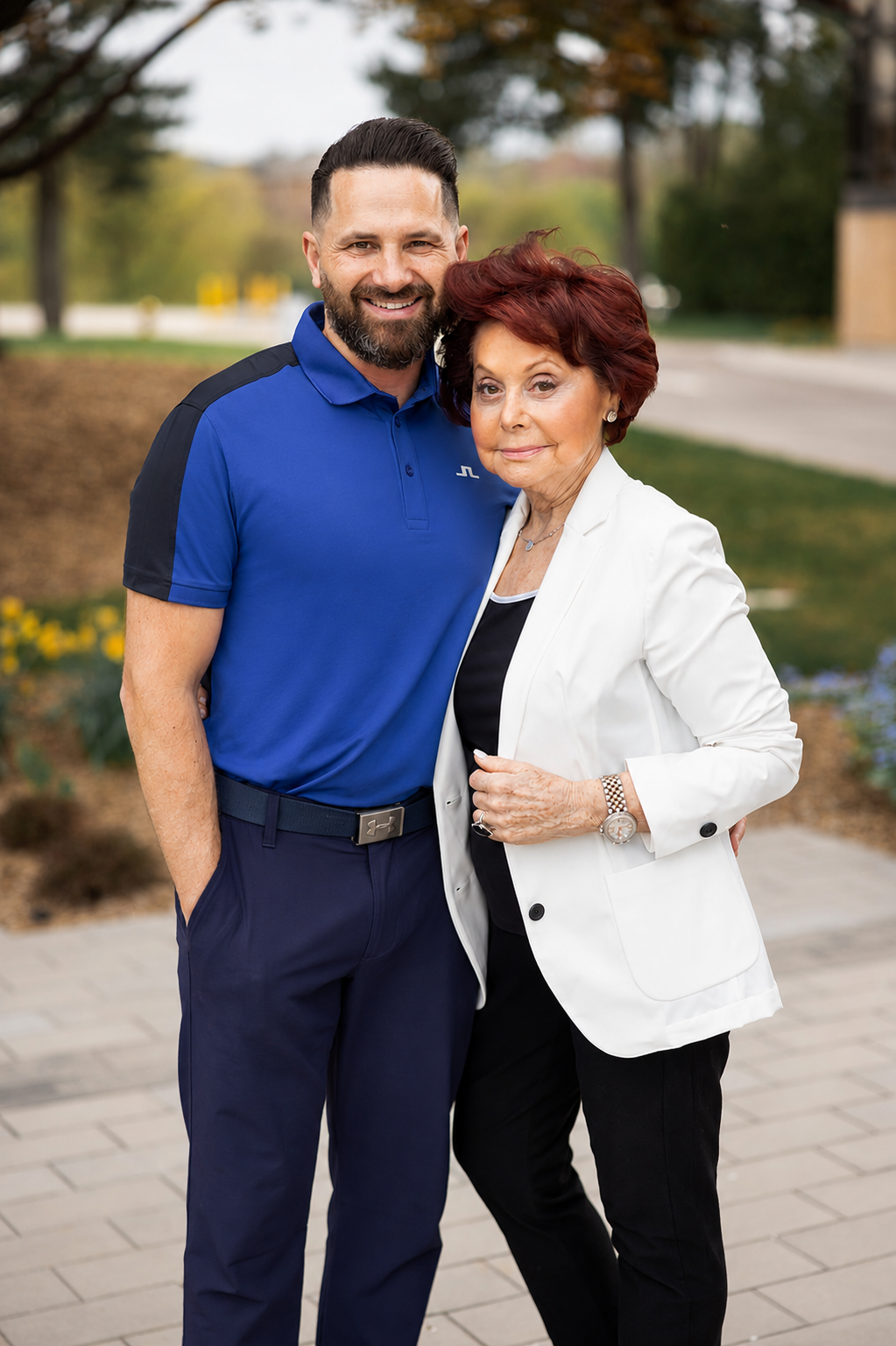 Susan Murray and Ryan Cohen together outdoors
