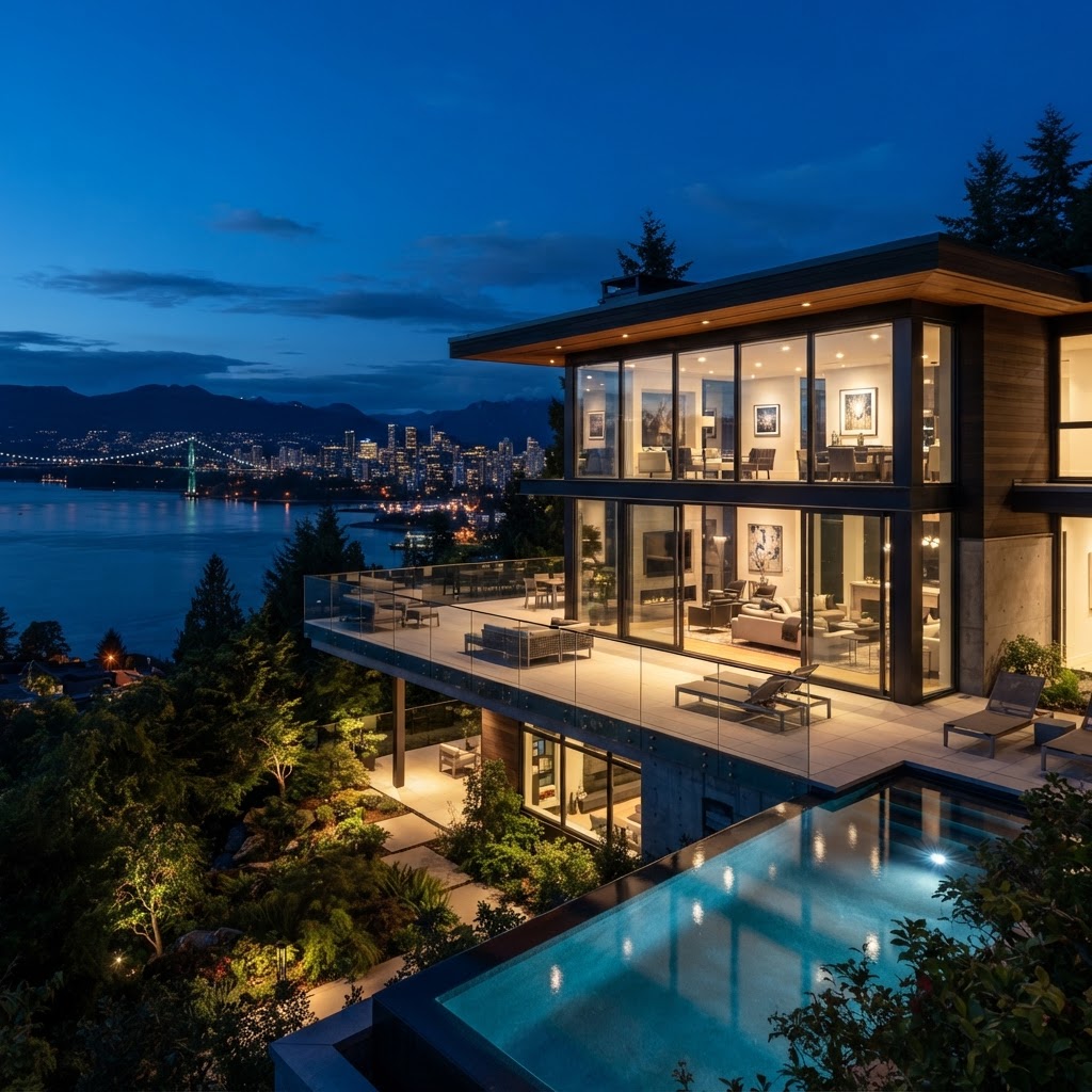 Why Twilight Is the Best Time to Photograph a West Vancouver View Home