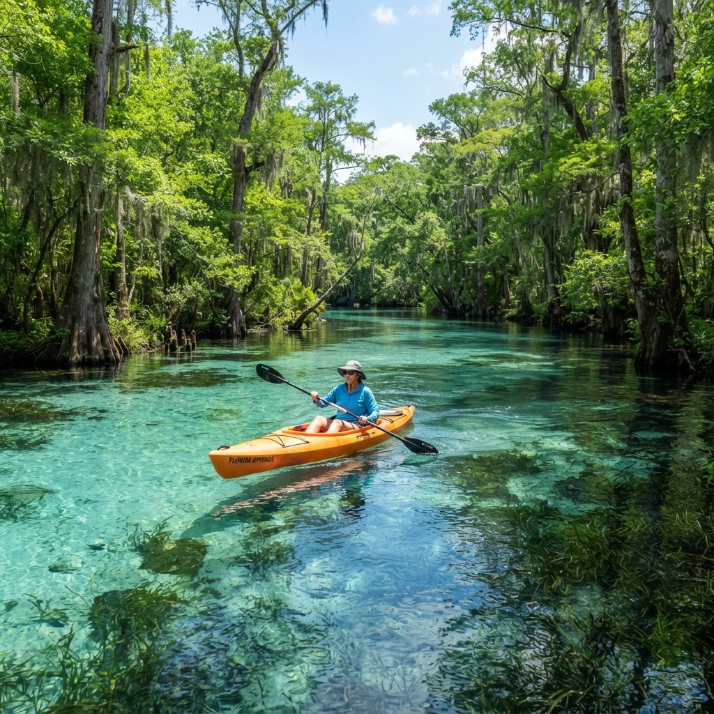 Kayakers paddling