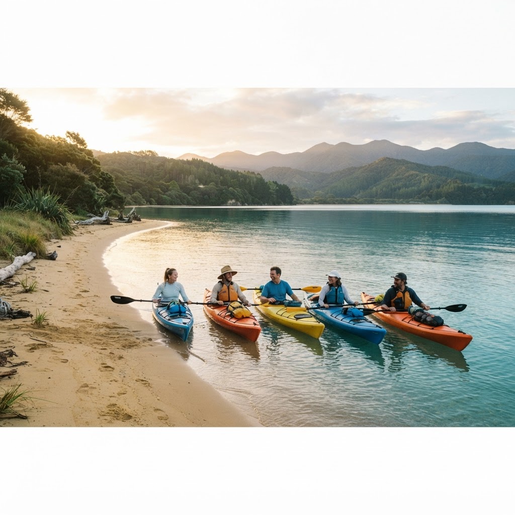 Kayakers paddling