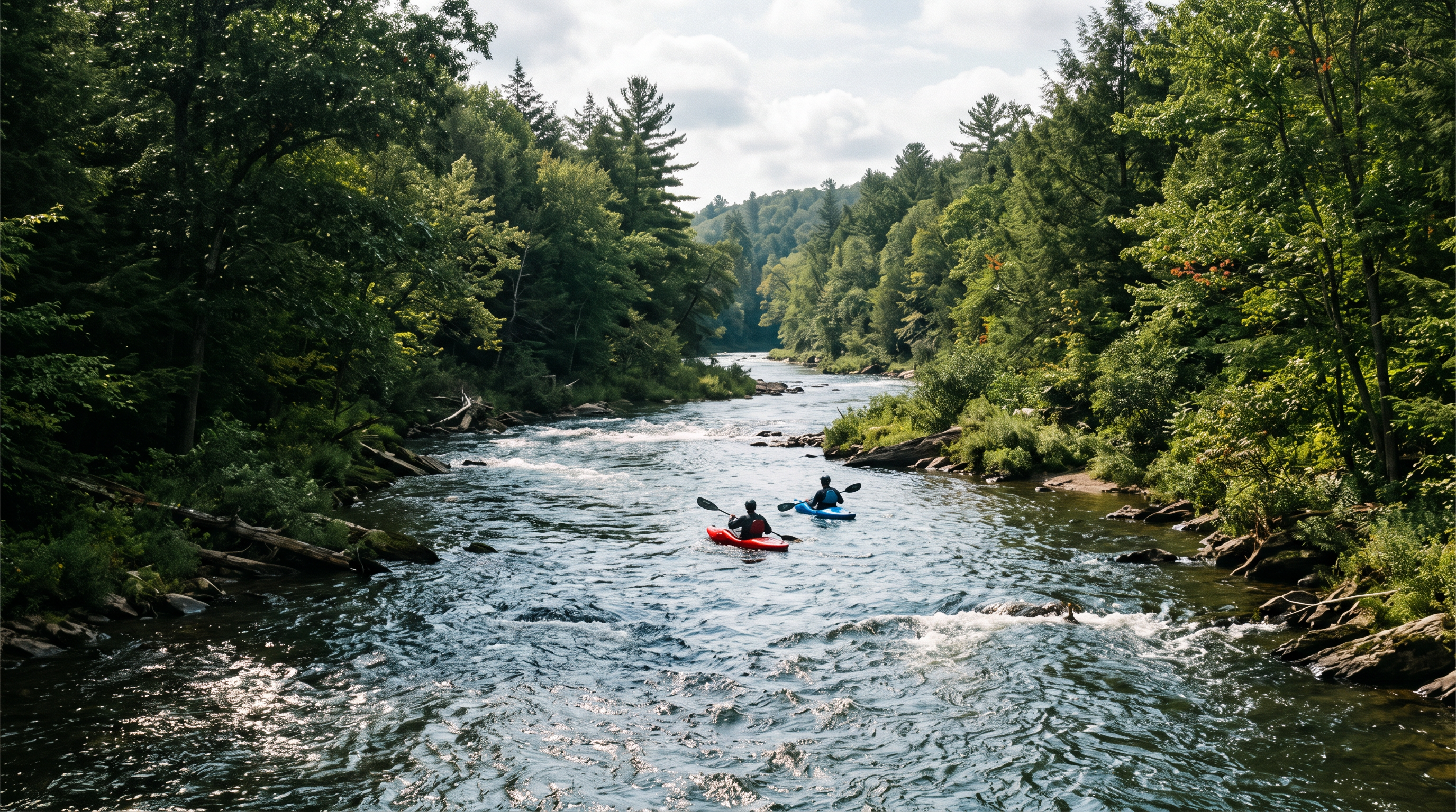 Kayakers paddling