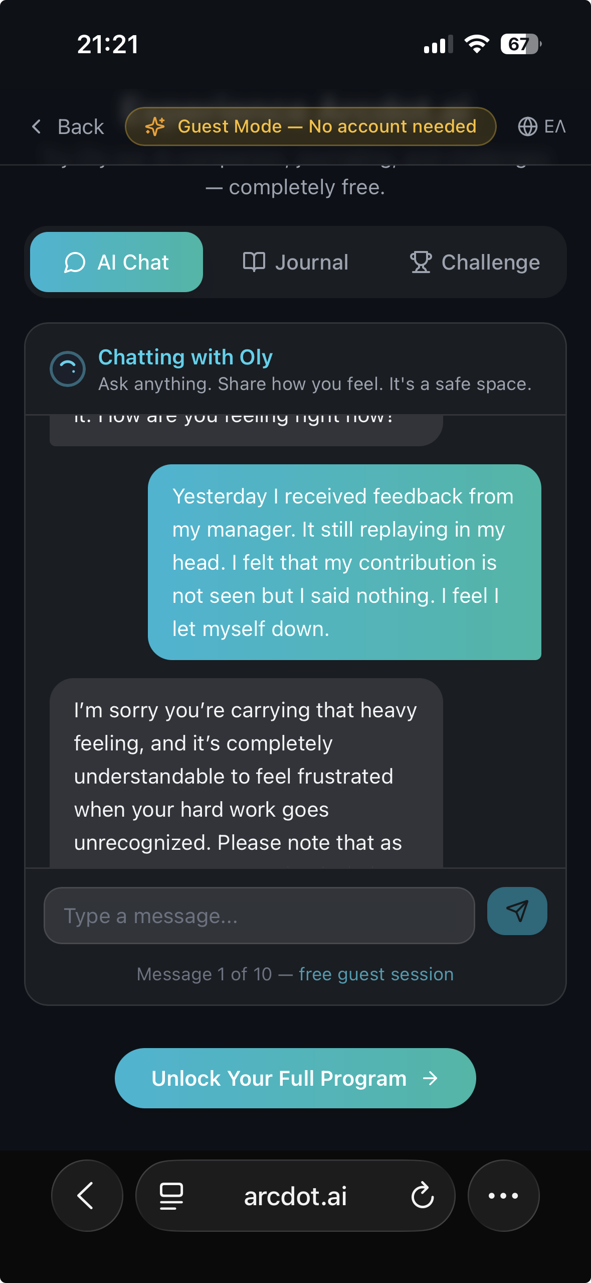 Oly AI companion — the private employee experience