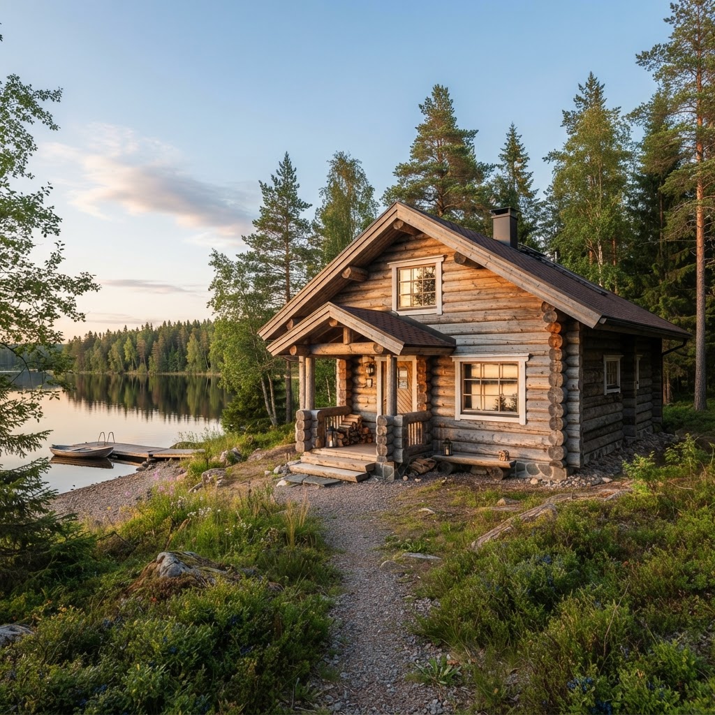 Hirsitalo suomalaisessa metsämaisemassa – perinteinen hirsirakentaminen