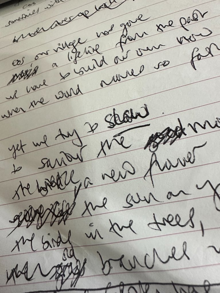 Handwritten poem draft