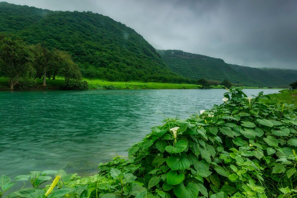 Wadi Darbat lake and green scenery during Khareef Salalah