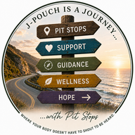 A J-pouch is a Journey... with Pit Stops logo