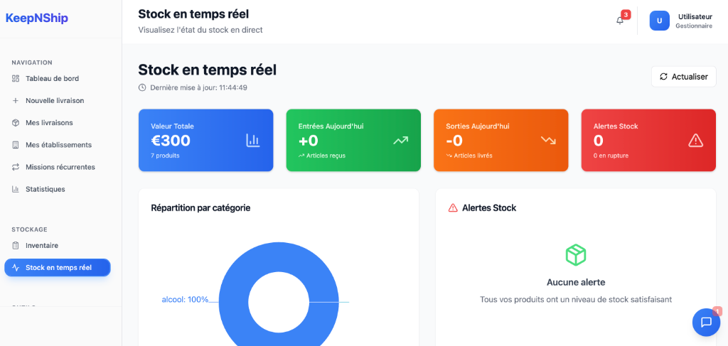 Page de stock en temps réel