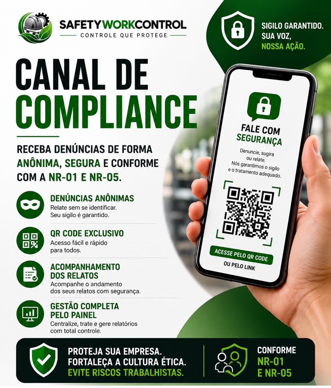 Compliance Channel — anonymous reports via QR Code