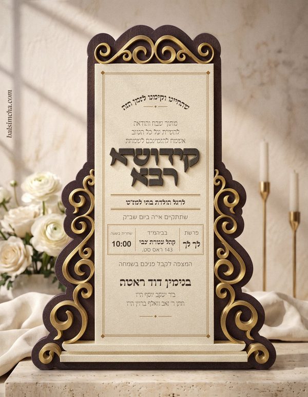 Kiddush invitation for a baby girl KD-209 — Yiddish and Hebrew tzetel design by Bal Simcha