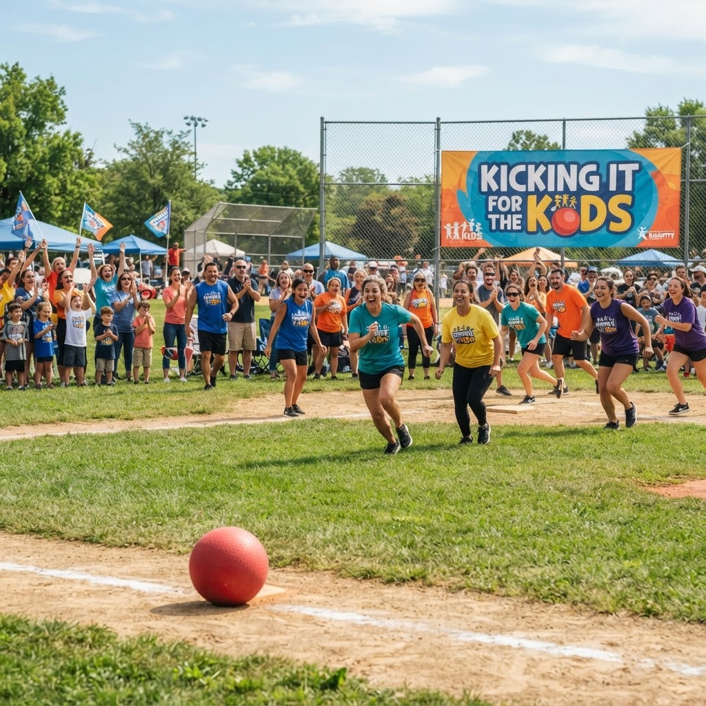 Kicking It for the Kids Kickball Tournament Flyer