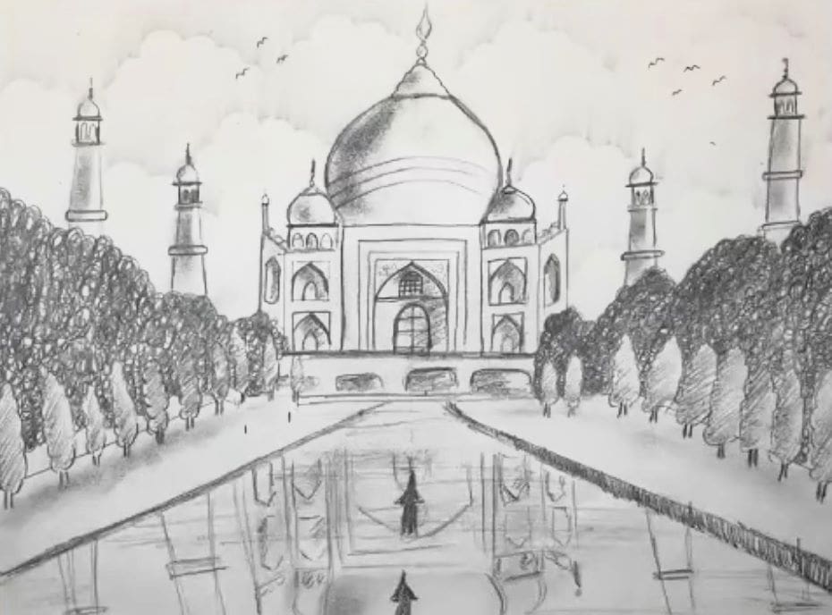 Taj Mahal pencil shading
