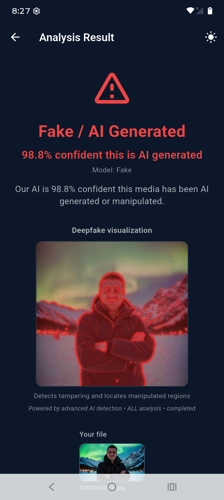 RealShield AI scan result: This person does not exist. RealShield AI found the photo to be 98.8% AI generated. This is why you cannot believe most pictures anymore.