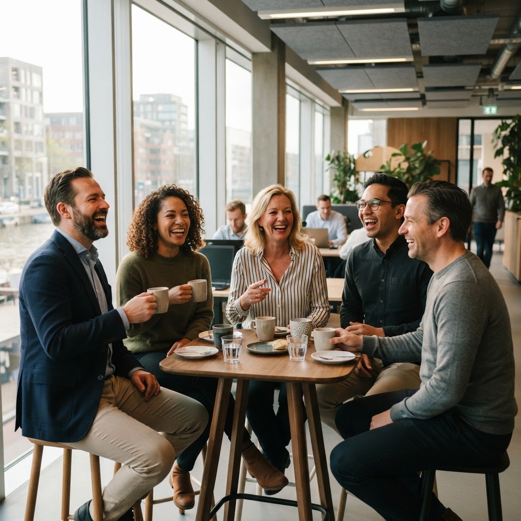 Collega's van Structuurmeesters lachen samen