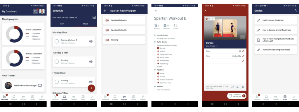 Spartan Race Prep App Screenshots