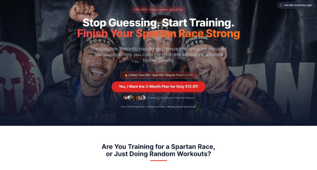 Spartan Race Prep Landing Page Screenshot