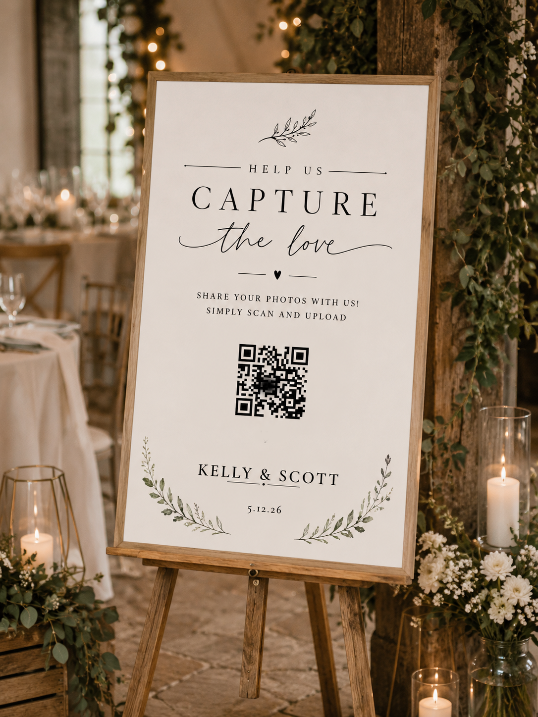 Capture the Love wedding QR card — Kelly & Scott, 5.12.26