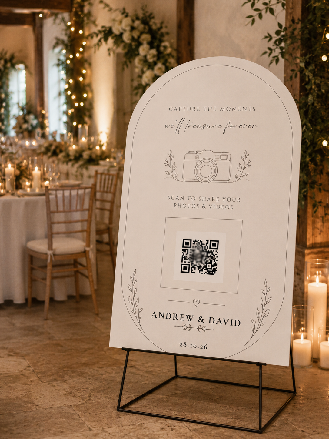 Capture the Moments wedding QR card — Andrew & David, 28.10.26