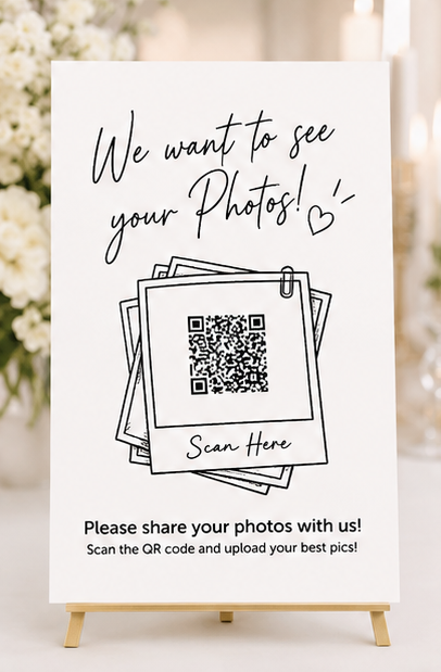 A wooden A-frame easel gives your card a charming, handcrafted feel.