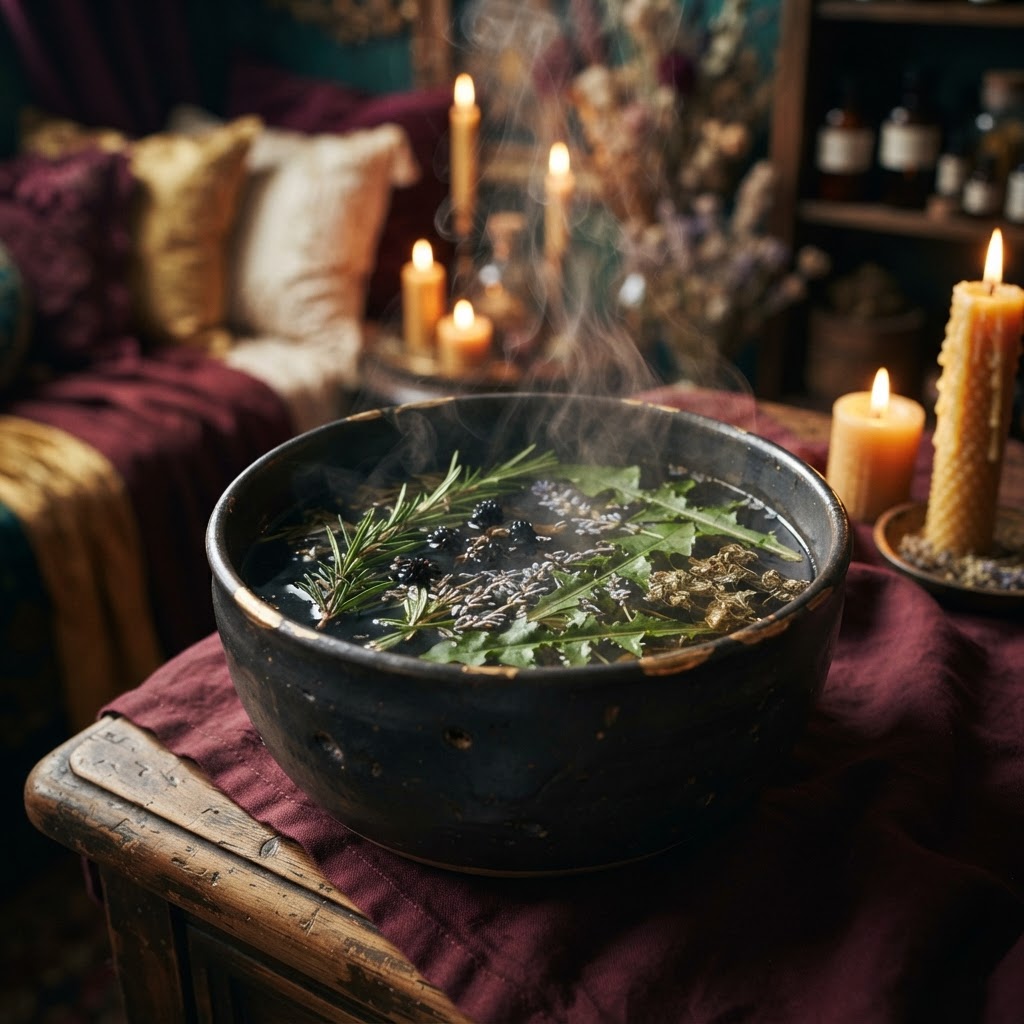 Woman enjoying yoni steaming ritual