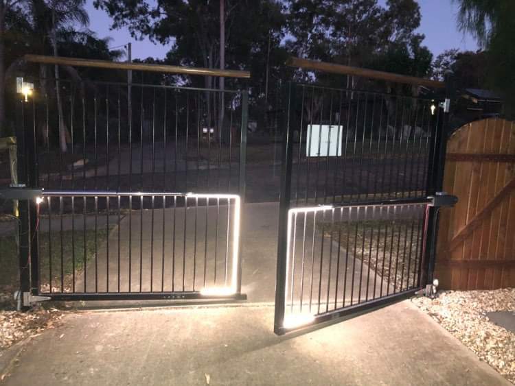 Swing Gate with LED Strip Lights