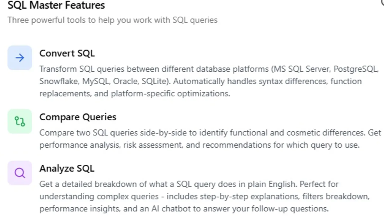 SQL Master template preview
