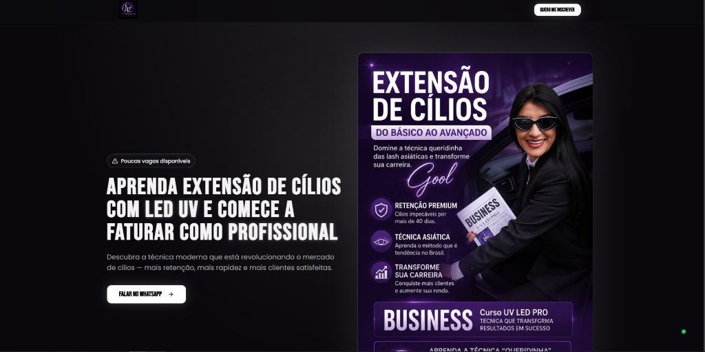 Site desenvolvido pela BuilDesign para Lash Surreal