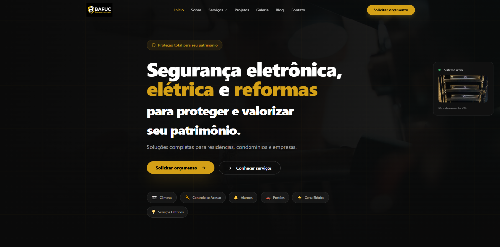 Site desenvolvido pela BuilDesign para Baruc Serviços