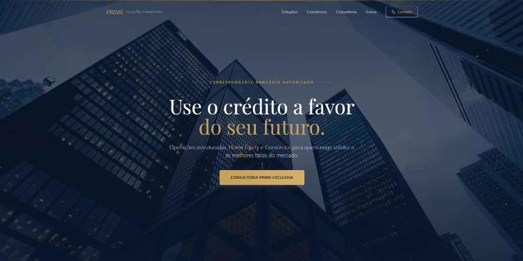 Site desenvolvido pela BuilDesign para Prime Soluções Financeiras