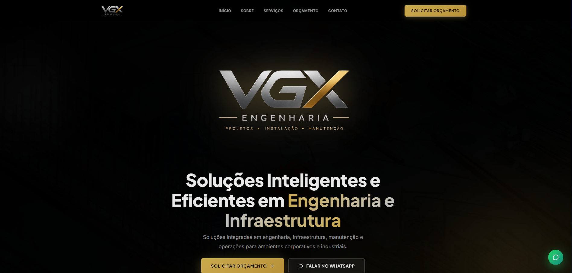 Site desenvolvido pela BuilDesign para VGX Engenharia