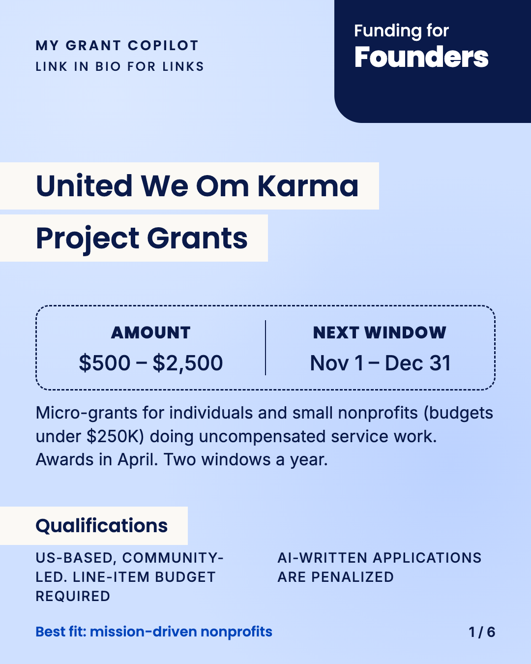 United We Om Karma Project Grants
