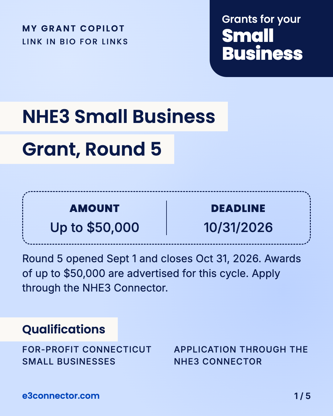 NHE3 Small Business Grant, Round 5