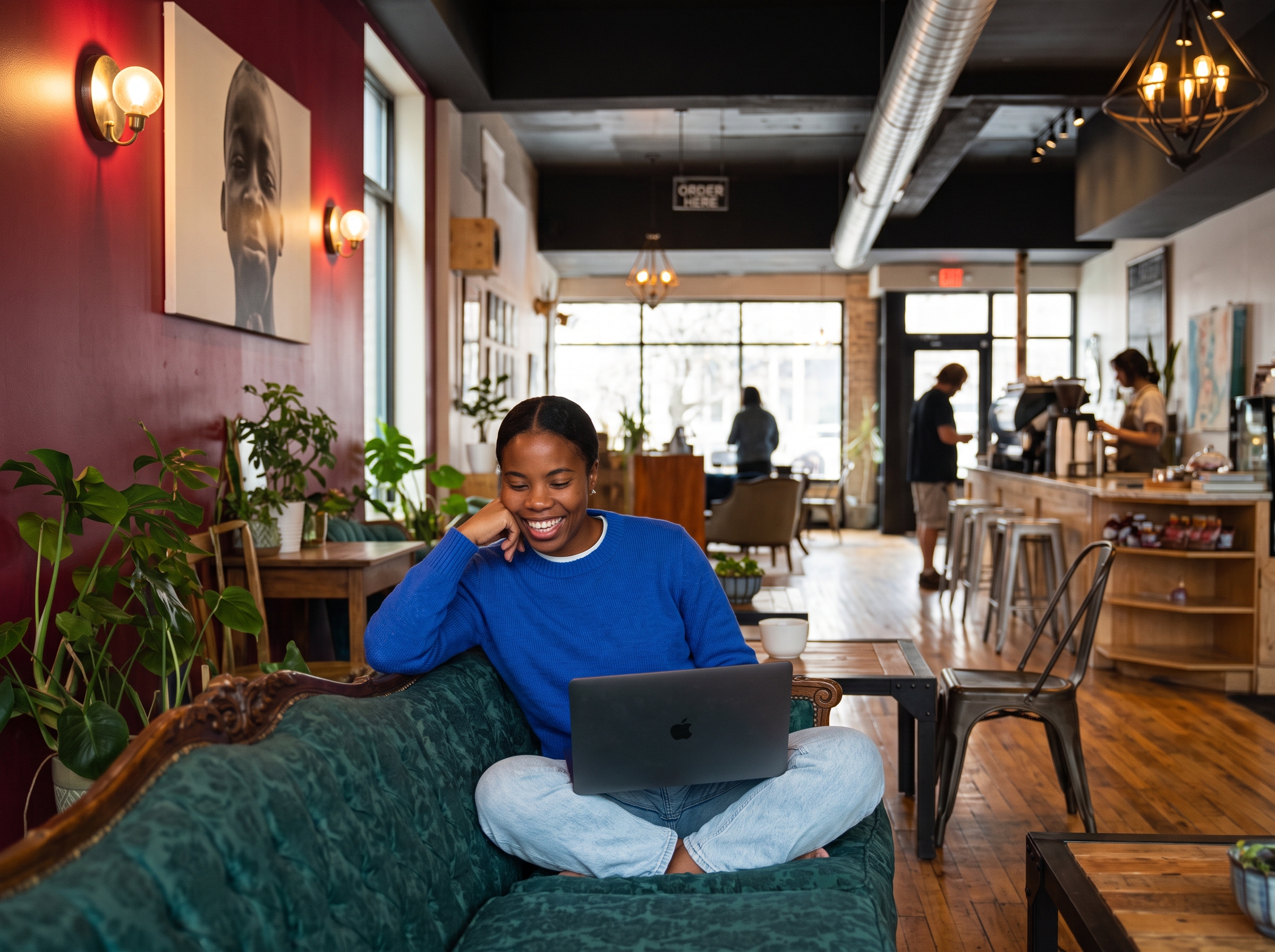Grant professional working comfortably on a laptop