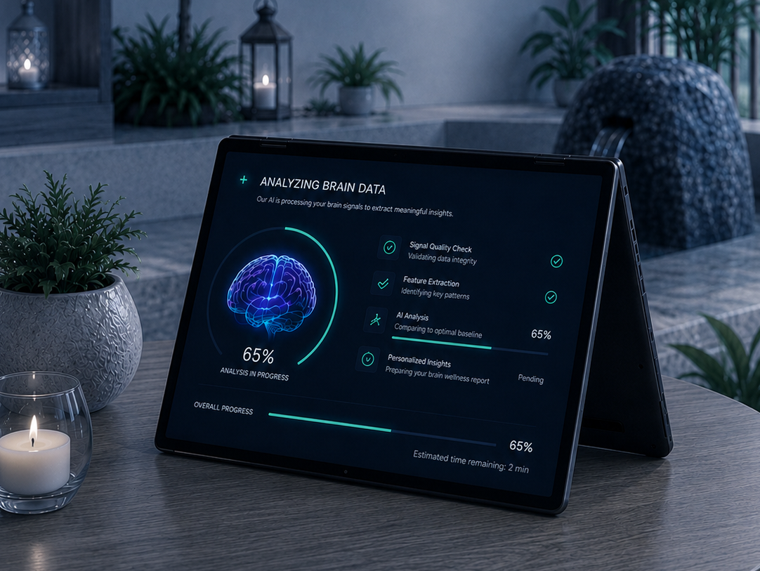 Brain assessment analysis shown on a tablet