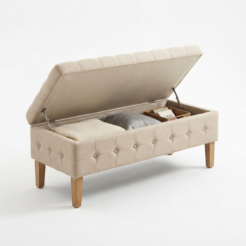 HOMCOM Tufted Storage Ottoman Bench