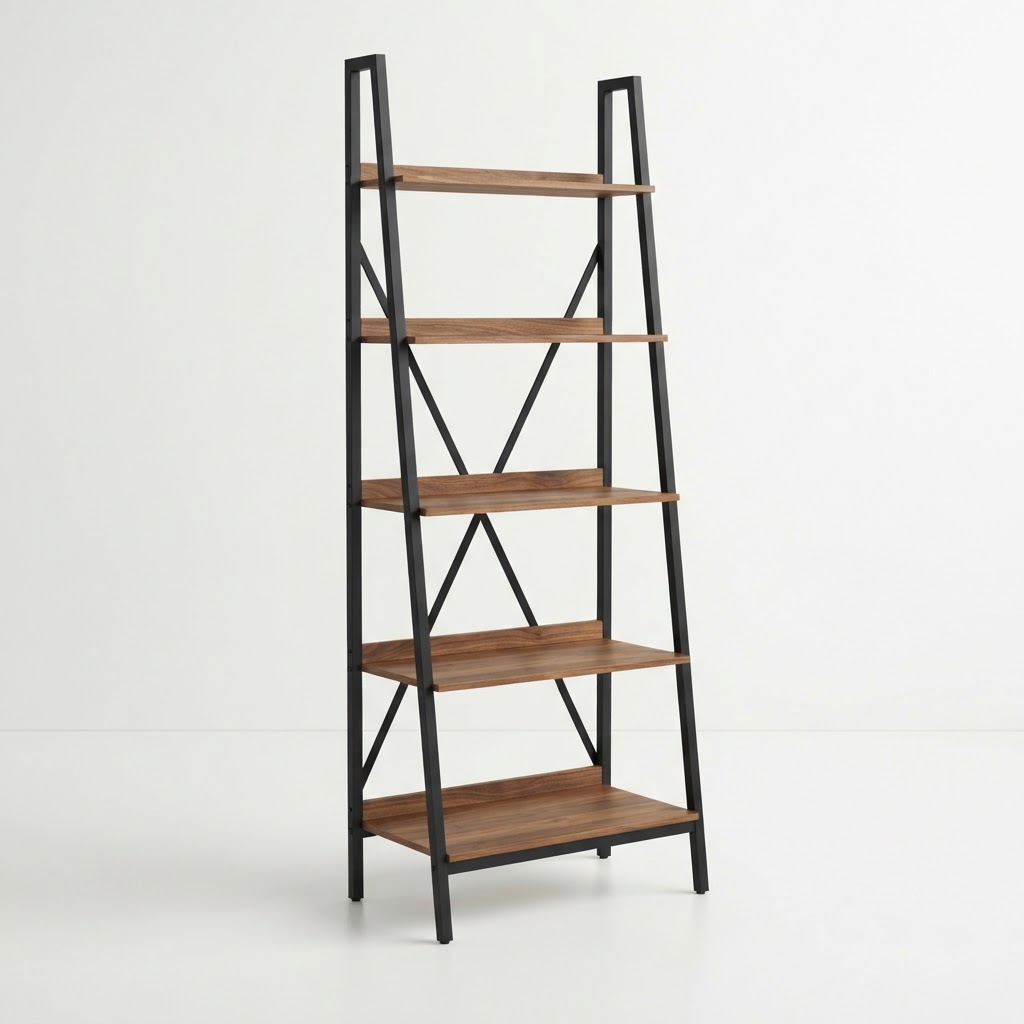 Nathan James Theo 5-Shelf Ladder Bookcase