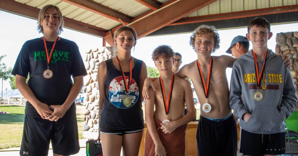 Desert Juggernauts group celebration after mini triathlon in Bullhead City AZ