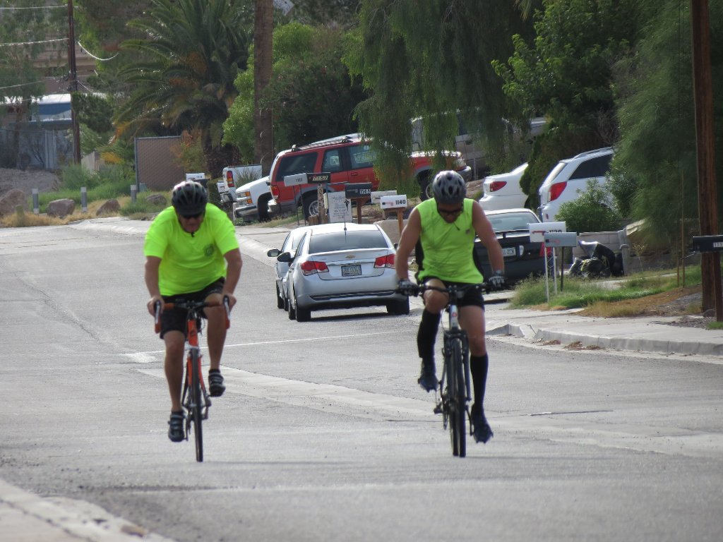 Desert Juggernauts cyclists on road during triathlon training Bullhead City