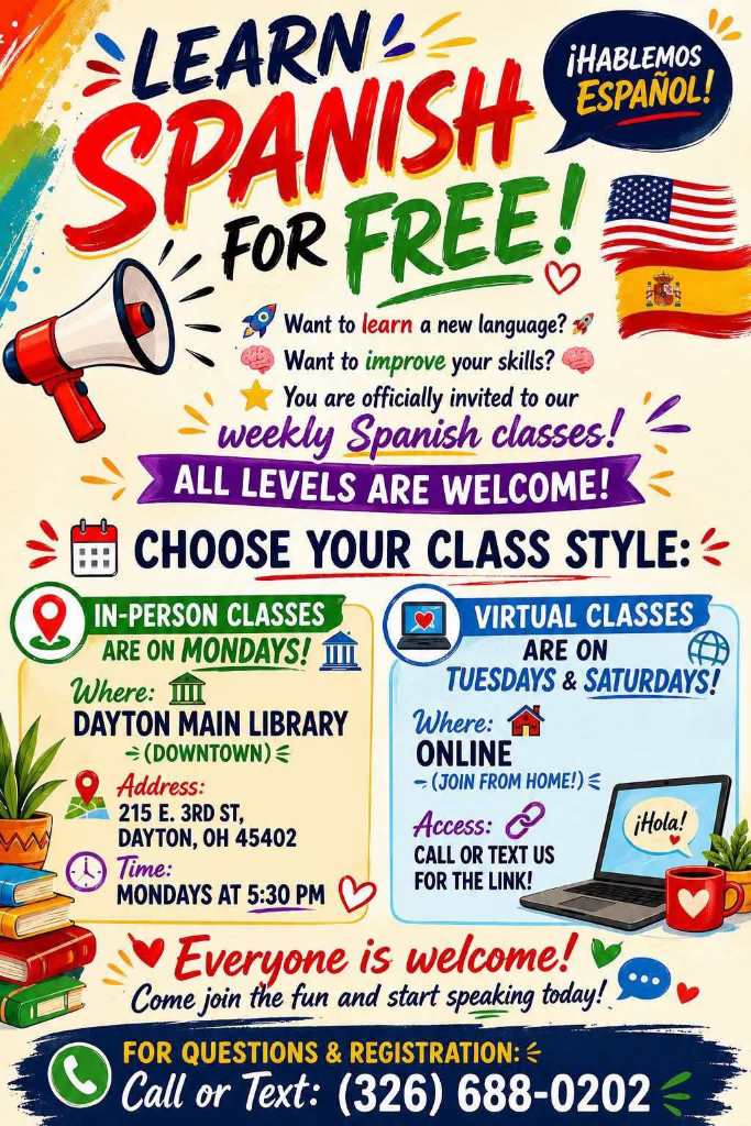 Learn Spanish for Free - Weekly Spanish Classes Flyer