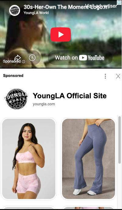 YoungLA video ad · product carousel placement