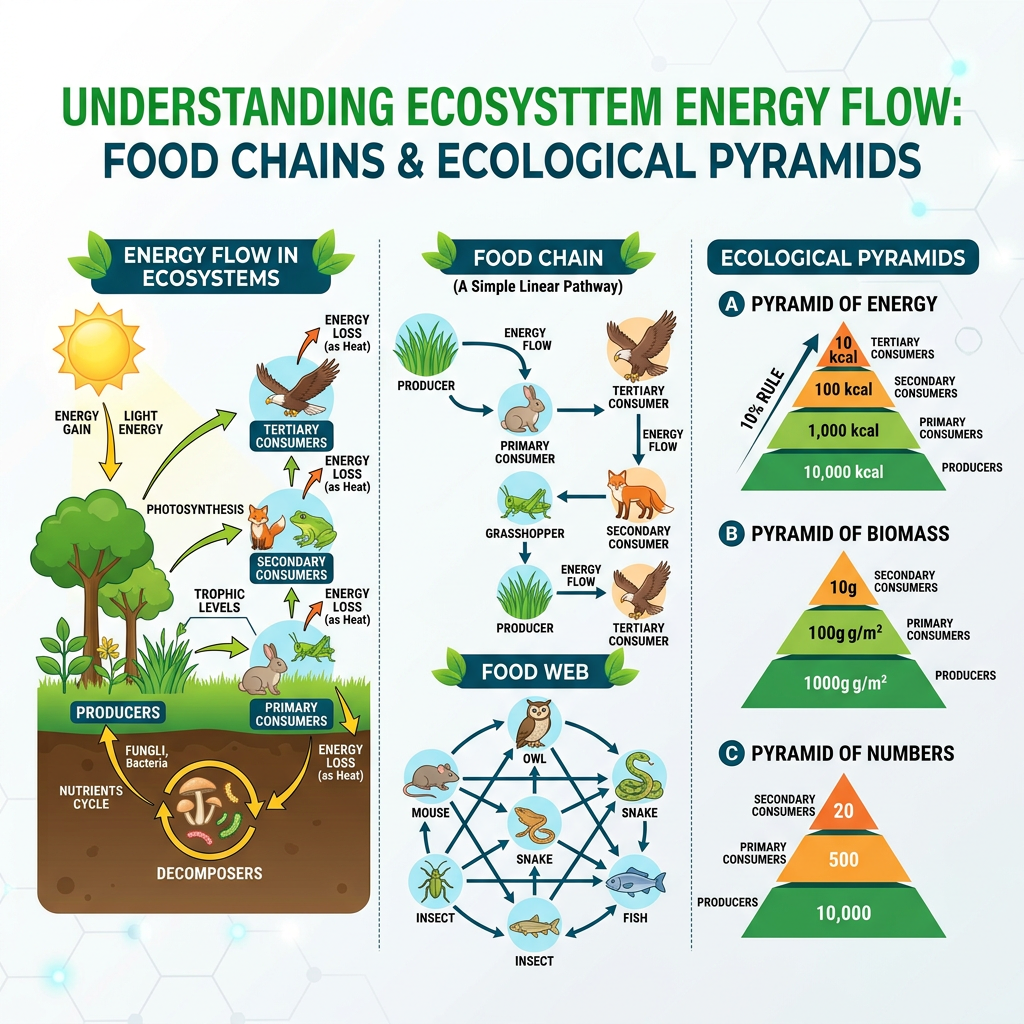 Ecosystem Energy Flow: Food Chains & Ecological Pyramids