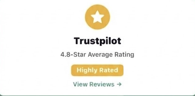 Trustpilot 4.8-Star Average Rating - Highly Rated - View Reviews