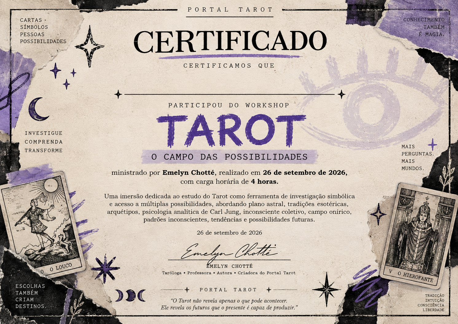 Certificado do Workshop O Campo das Possibilidades