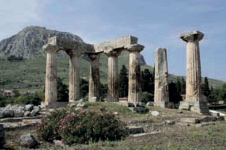 The ruins of a temple in Ancient Corinth