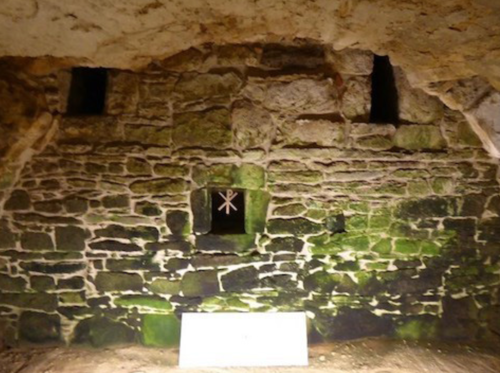 Masonry in the crypt at Portmahomack