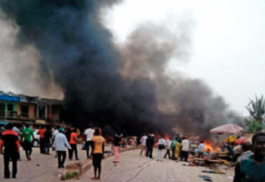 An explosion in Jos, Nigeria, in 2014