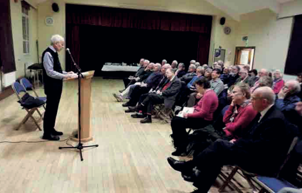Frank Field addressing Newman members in the Loyola Hall, Heythrop College