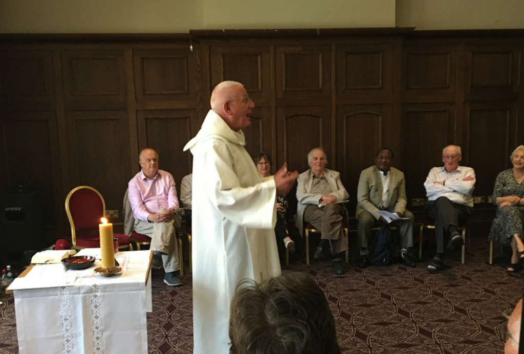 Fr Pat Kilgarriff preparing for Mass at the AGM