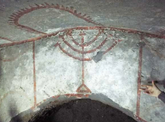 A menorah in the catacomb